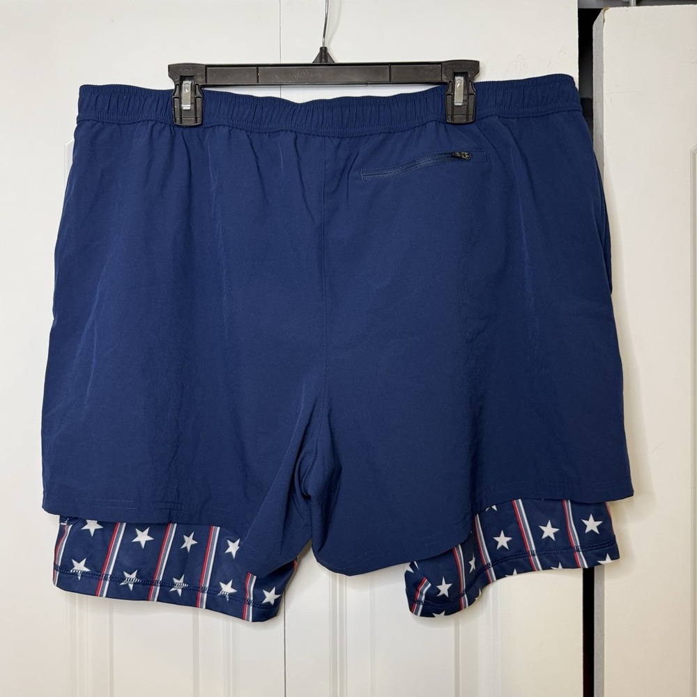 DSG Mens Blue 2-in-1 Athletic Fit 5" Agility Shorts Size 2XL Zip Pocket